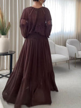 Elegant High-Waist Tiered Chiffon Maxi Skirt