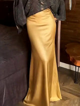 Elegant High-Waist Satin Maxi Skirt