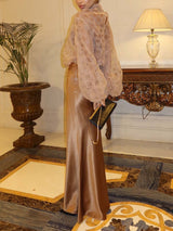 Elegant Sheer Lace Balloon Sleeve Blouse