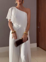 Elegant One-shoulder Ruffled Jumpsuit