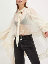 Exquisite Irregular Ruffled Chiffon Flowing Shirt