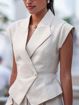 Casual Collared Sleeveless Cinched Waist Top