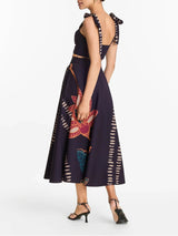 Exquisite Floral Print A-Line Pockets High-Waist Midi Skirt