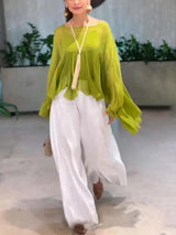 Casual Elastic Waist Pocket Loose Pants