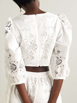 Retro Lace Crochet Embroidered Elastic Waist Midi Skirt