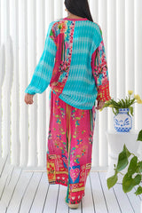 Unique Patchwork Print Button-Up Loose Fitting Shirt