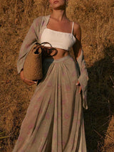 Exquisite Floral Print Tie-Down Chiffon Blouse