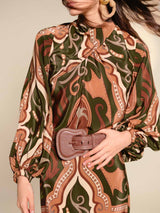 Retro Tung Palm Tree Print Long-sleeved Shirt