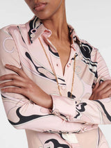 Unique Floral Print Fitted Button Shirt & Elastic Waist Straight-Leg Pants Set