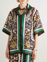 Unique Vintage Moroccan Print Linen Elastic Waist Pocket Wide-Leg Pants