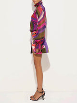 Unique Rainbow Print Lantern Sleeve Blouse