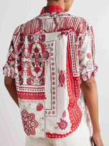 Casual Ethnic Floral Print Irregular Hem Shirt