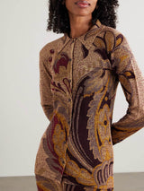 Fashion Paisley Print Gradient Knit Cardigan