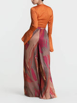 Casual Bell-Sleeve Wrap-Up Tie-Down Top