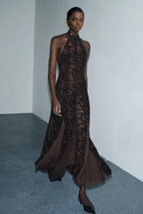 Elegant Fashion Off-Shoulder Sequin Strappy Maxi Dress