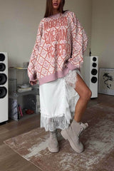 Casual Lace-trimmed Elastic Waist Loose Fit Midi Skirt