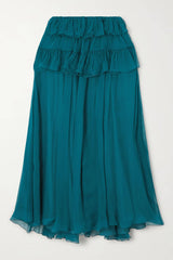 Exquisite Multi-Layered Pleated Chiffon Tulle Skirt