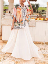 Unique Casual Print Lapel Short Sleeve Button-Down Oversized Shirt