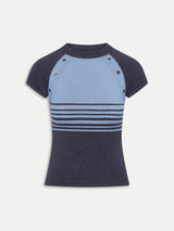 Retro Striped Button-Detail Knit Shirt