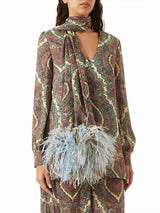 Retro Paisley Print Choker-Neck Shirt