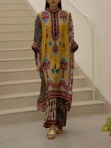 Retro Casual Patchwork Floral Print Loose Midi Shirt