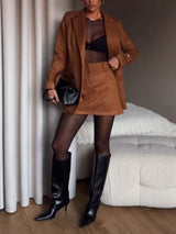 Casual Suede Midi Skirt