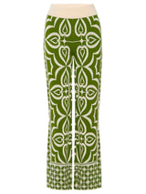 Spring-Inspired Tile Print Slim-Fit Stretch Knit Jacquard Pants