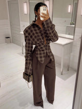 Exquisite Vintage Plaid Long-sleeved Shirt
