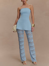 Elegant Bandage Knit Strapless Top