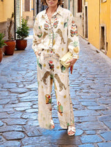 Fashionable Tiger Print Linen Loose Button-Up Shirt