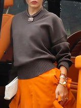 Elegant Long-sleeved V-neck Pullover Sweater