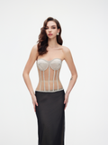 Beige Secret-Form Bra with Rhinestones