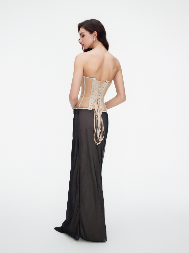 Beige Secret-Form Bra with Rhinestones