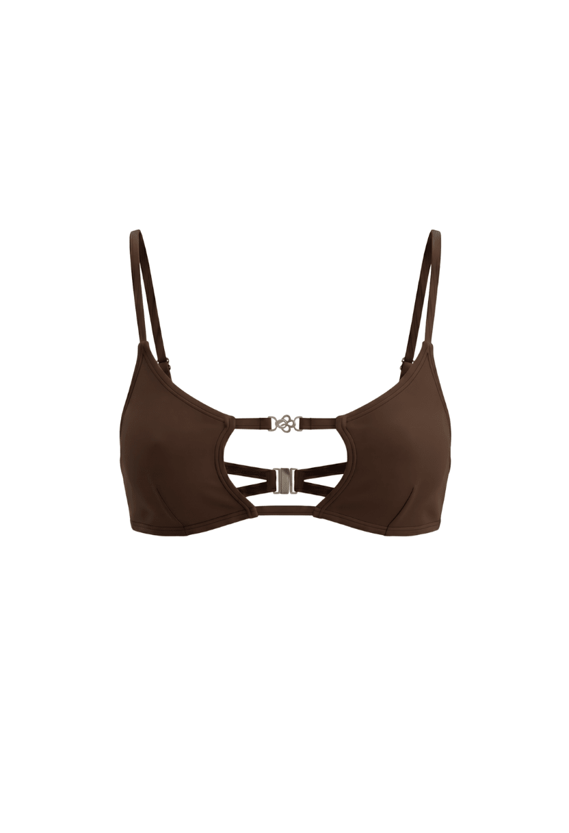 Amira Square Cut-Out Top Brown