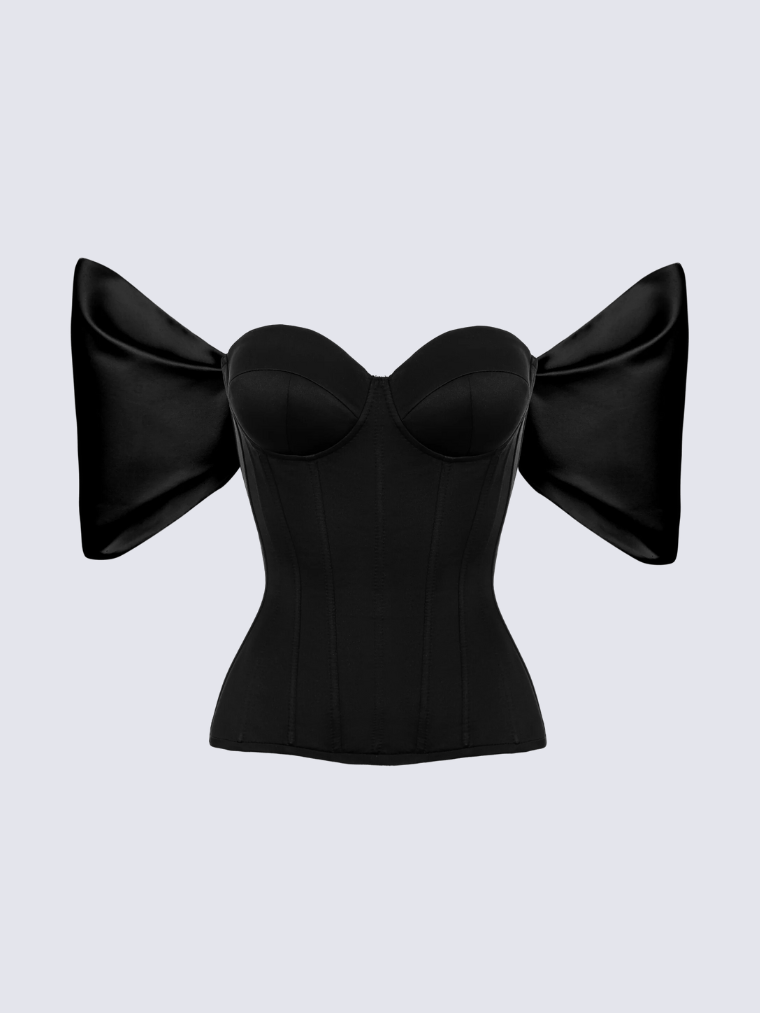 Libra Black Corset - Sleek, Structured Hourglass Waist Cincher