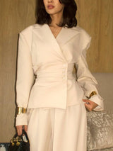 Elegant High-Waisted Wide-Leg Tailored Pants