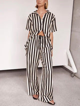 Resort Casual Striped Loose Shirt