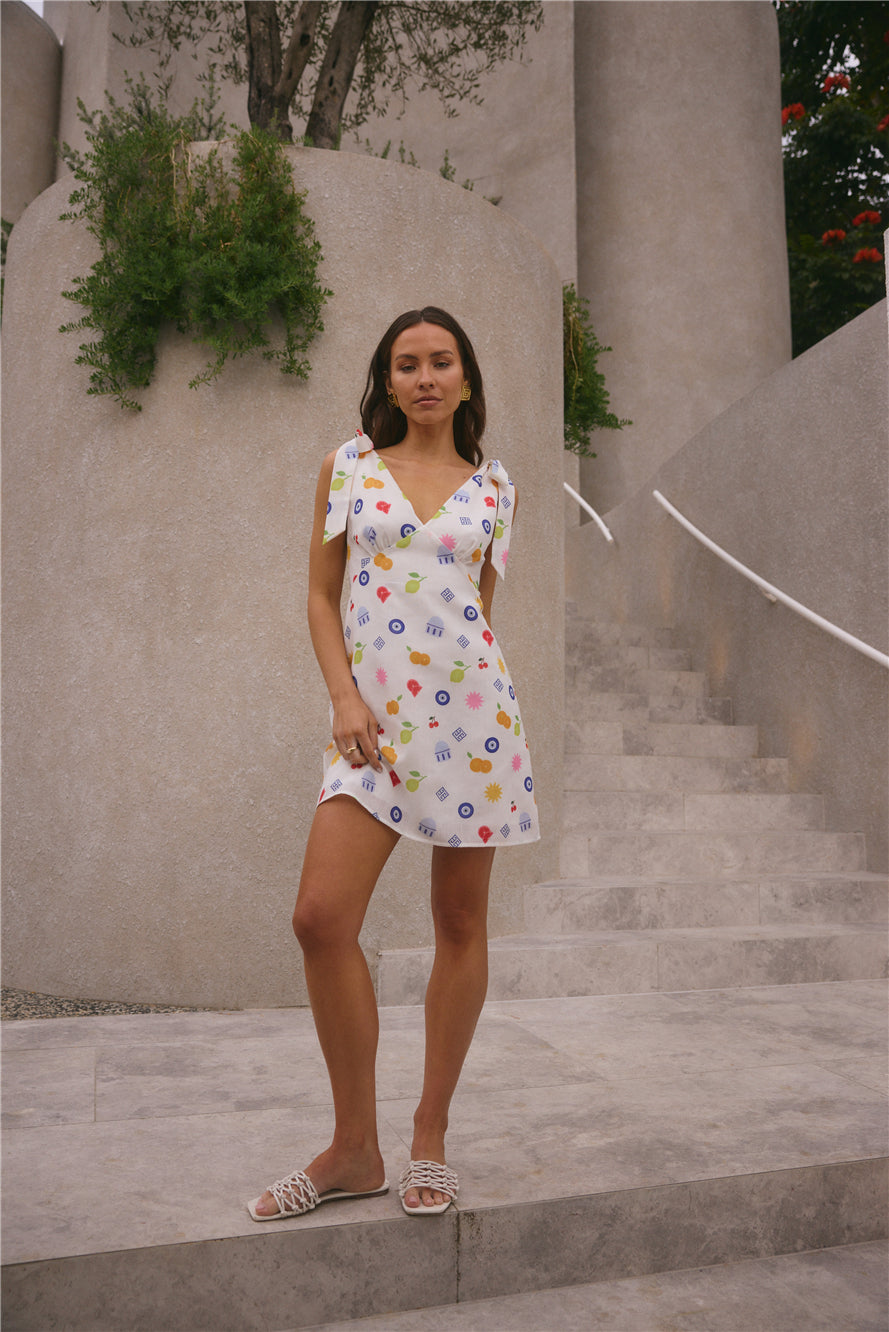 ARESS MILANO On Vacay Mini Dress Santorini Print