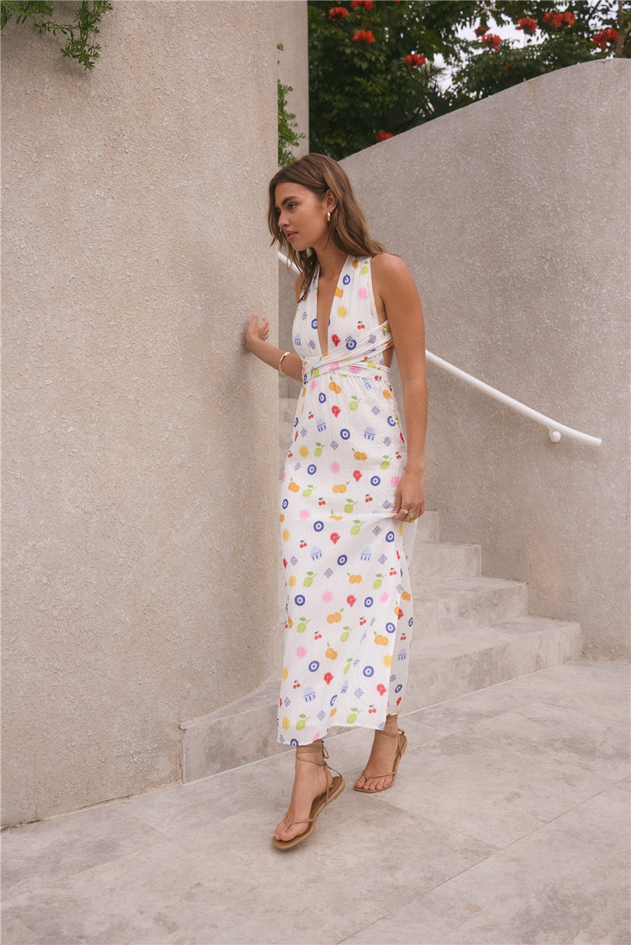 ARESS MILANO Marici Maxi Dress Santorini Print