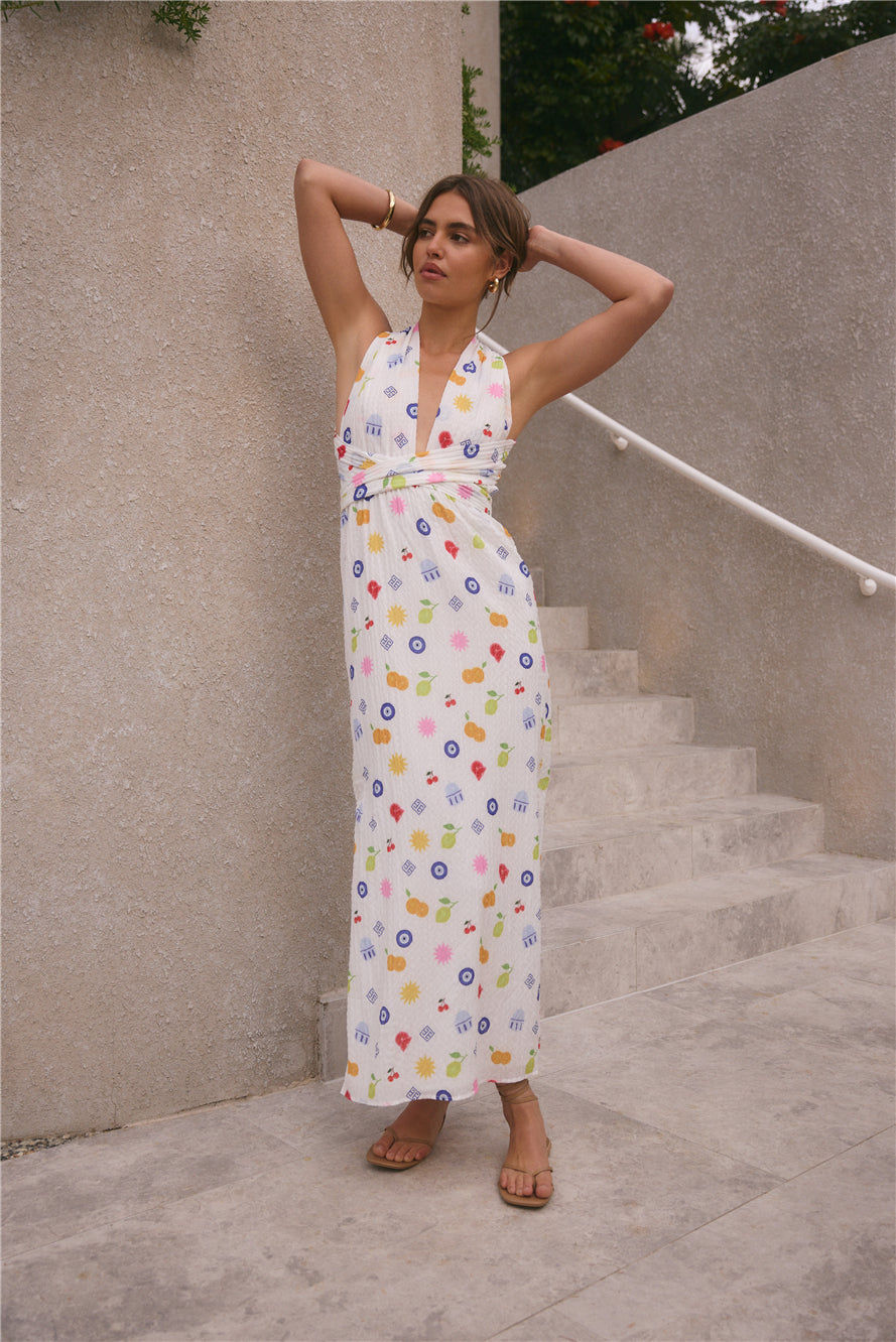 ARESS MILANO Marici Maxi Dress Santorini Print