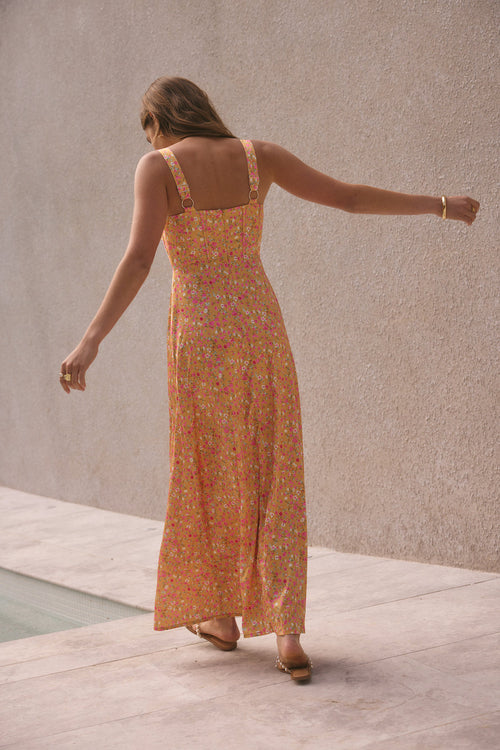 ARESS MILANO Florence Satin Maxikleid Orange