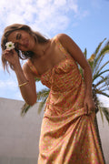 ARESS MILANO Florence Satin Maxi Dress Orange