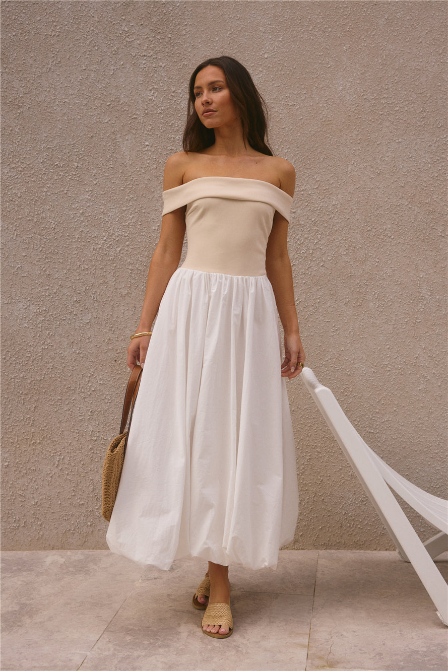 Sophisticated Nights Bubble Hem Maxi Dress White