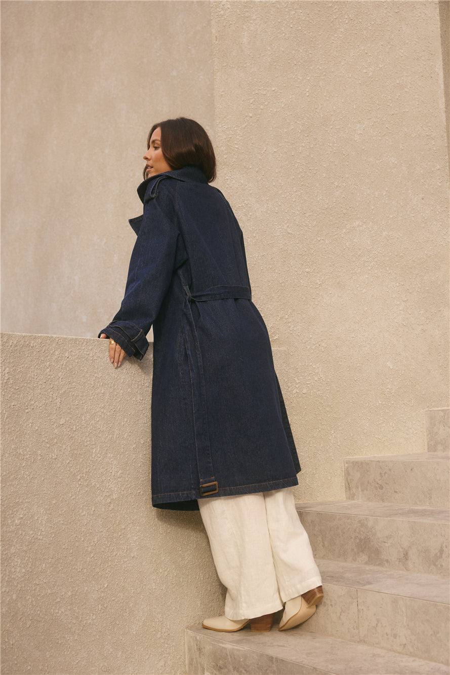 Taylah Trench Coat Denim