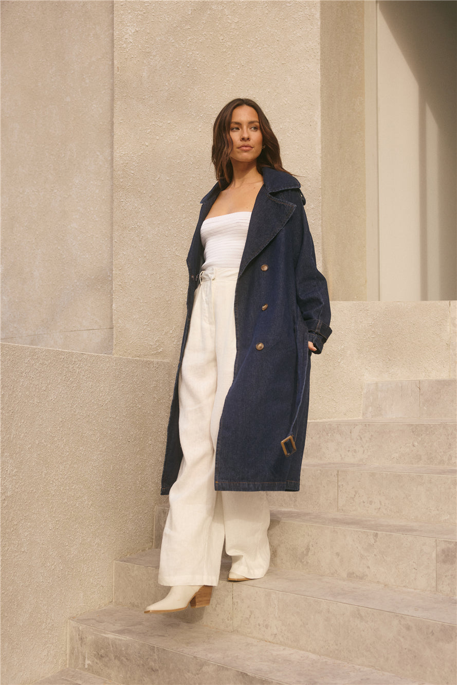 Taylah Trench Coat Denim