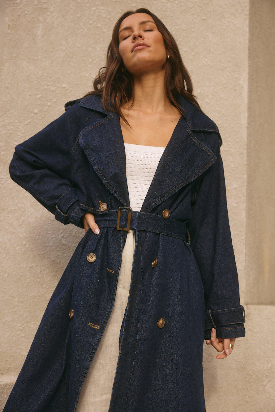 Taylah Trench Coat Denim