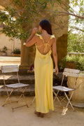 ARESS MILANO Belinda Satin Maxi Dress Yellow