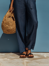 Women's Minimalist Denim-look One-shoulder Straight-leg Jumpsuit MDZ0506B8Y