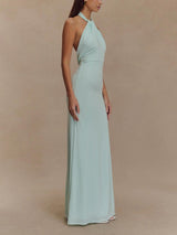 Slinky Halter Maxi Dress - Lagoon