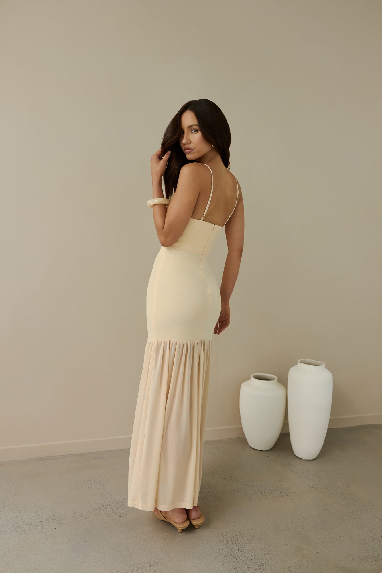 Just Right Mesh Maxi Dress Yellow